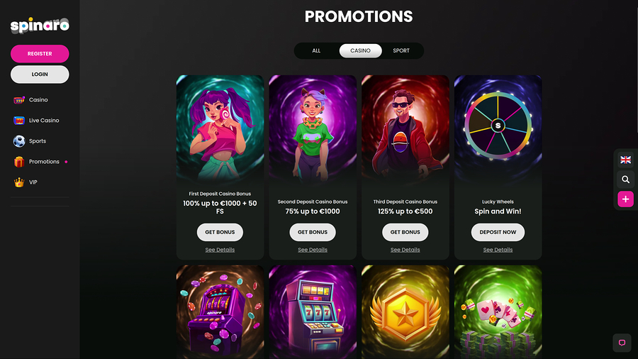 Spinaro Casino Desktop Promotions