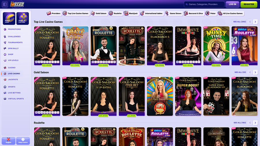 Spinbara Casino Desktop Live Dealer
