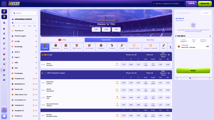 Spinbara Casino Desktop Sports