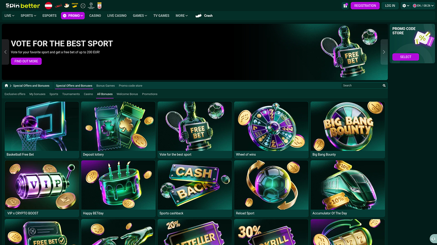 SpinBetter Casino Desktop Promotions