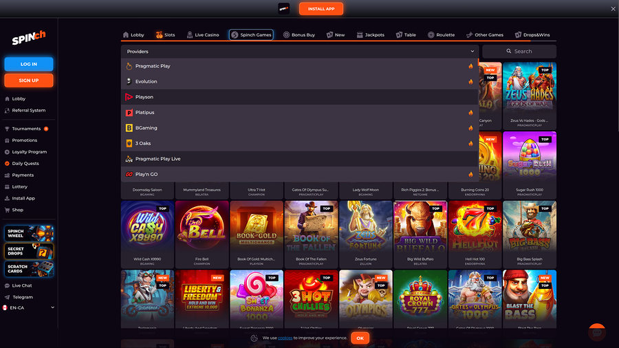 Spinch Casino Desktop Game Developers