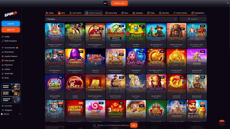 Spinch Casino Desktop Games