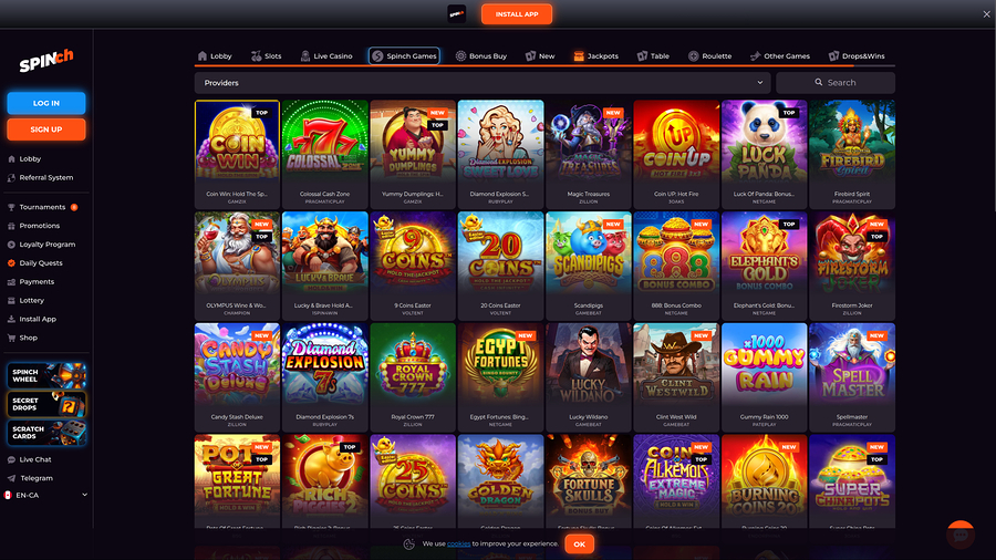 Spinch Casino Desktop Jackpot