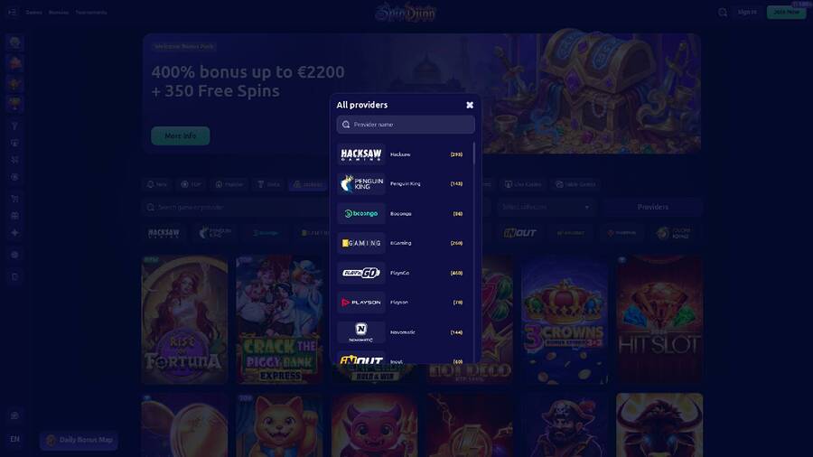 Desarrolladores de juegos de escritorio para casino SpinDjinn