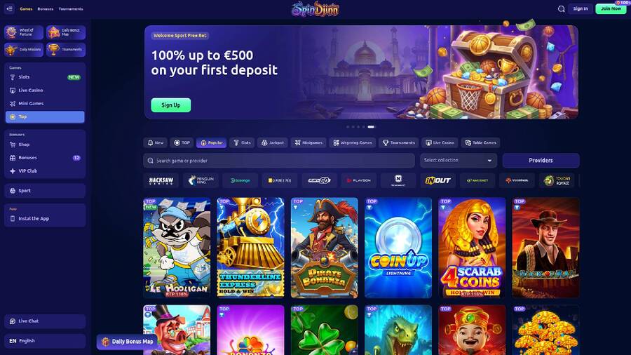 Juegos de escritorio de casino SpinDjinn