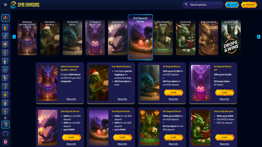SpinDragons Casino Promotions Desktop