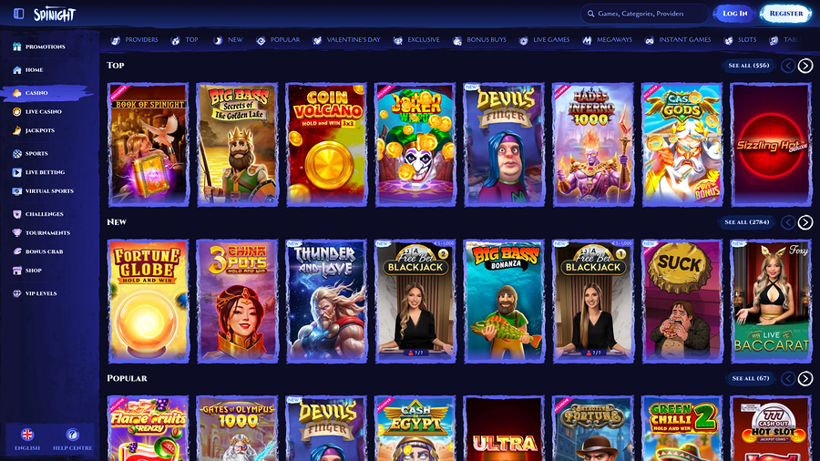 Juegos de escritorio de Spinight Casino