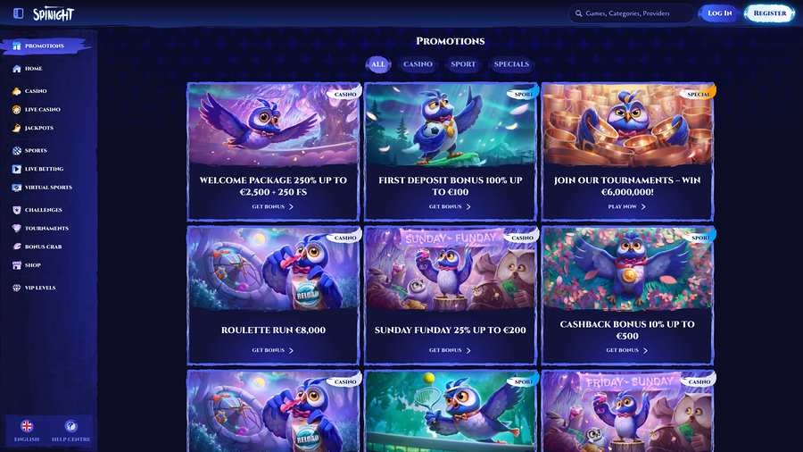 Promociones de escritorio de Spinight Casino