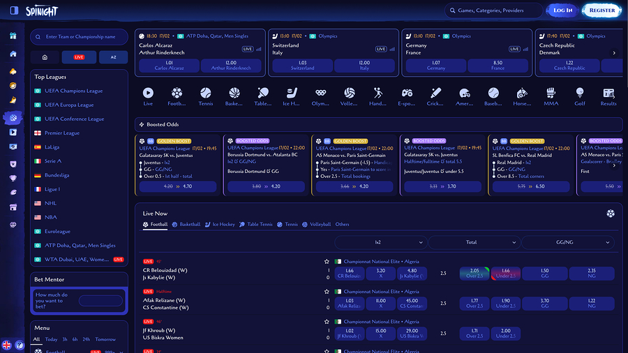 Spinight Casino Deportes de escritorio