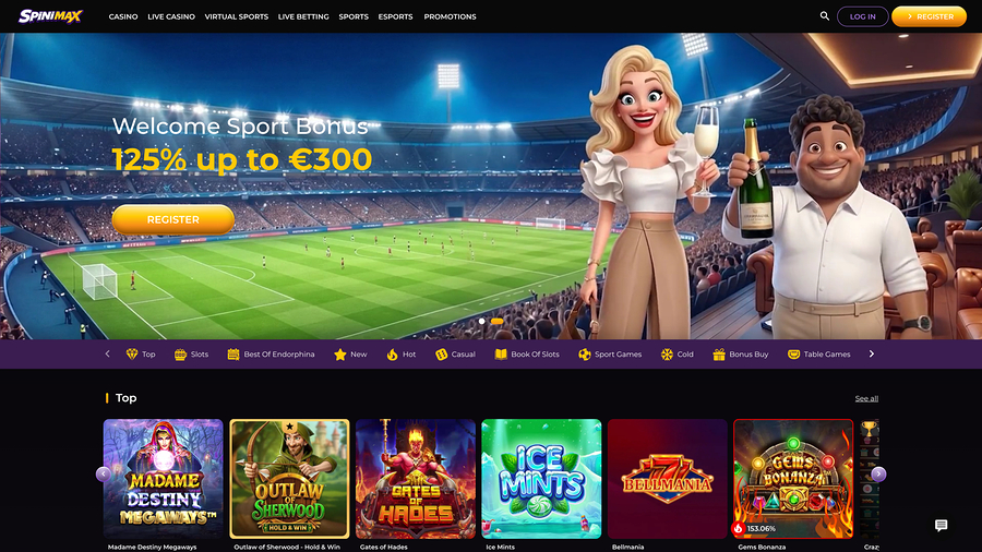 Spinimax Casino Desktop Homepage