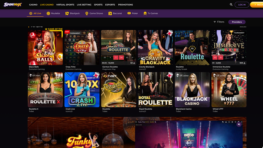 Spinimax Casino Desktop Live Dealer