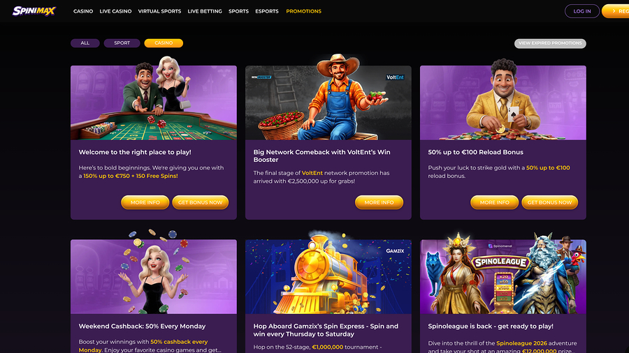 Spinimax Casino Desktop Promotions