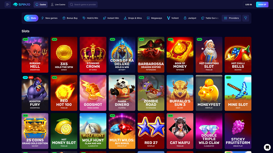 Juegos de escritorio del casino Spinjo