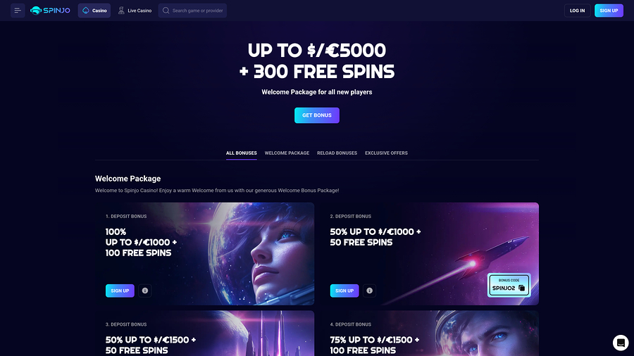 Promociones de escritorio del Casino Spinjo