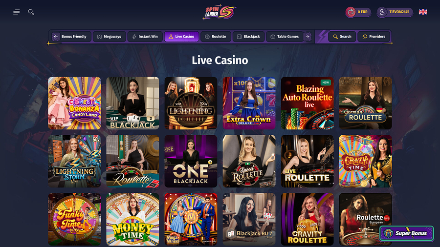 Spinlander Casino Desktop Live Dealer