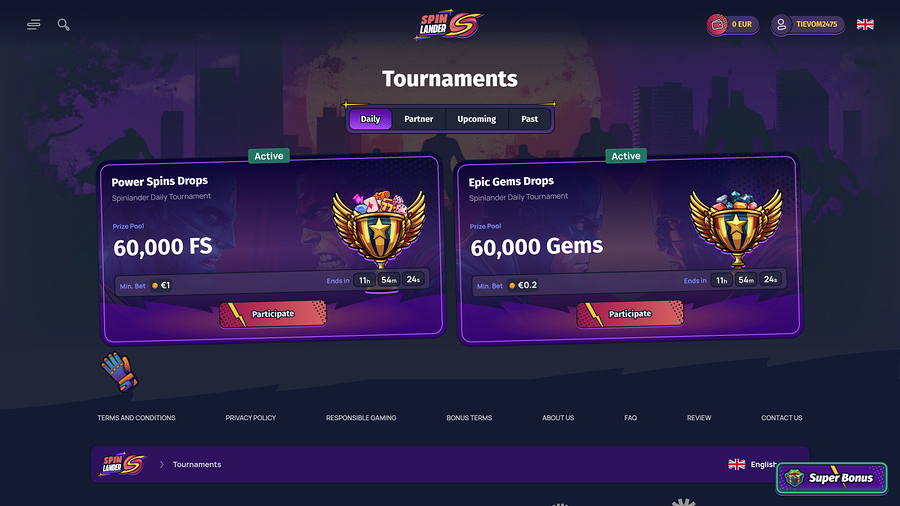 Spinlander Casino Desktop Tournaments