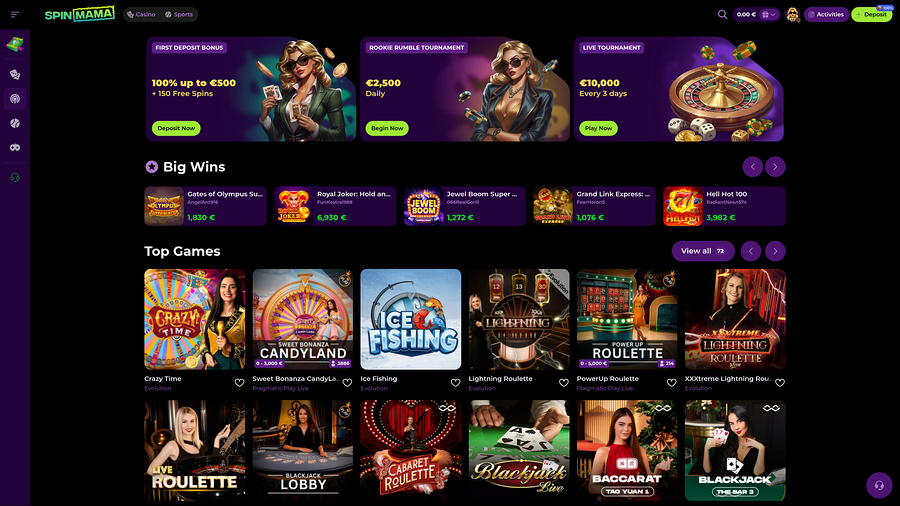 Spinmama Casino Desktop Live Dealer