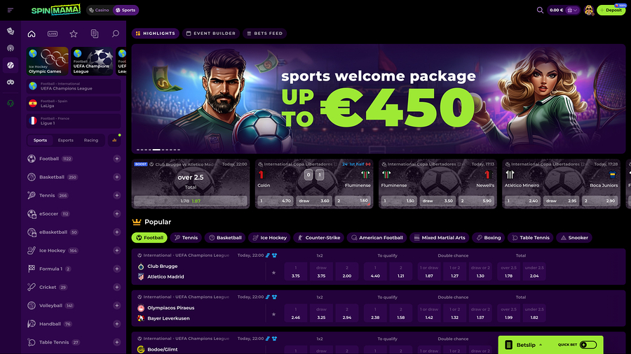 Spinmama Casino Desktop Sports