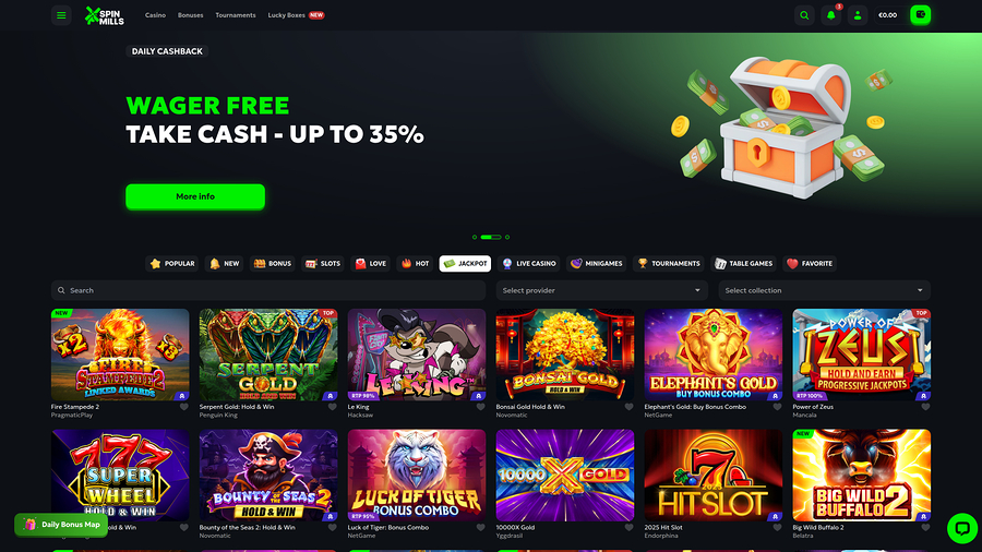 Spinmills Casino Desktop Jackpot