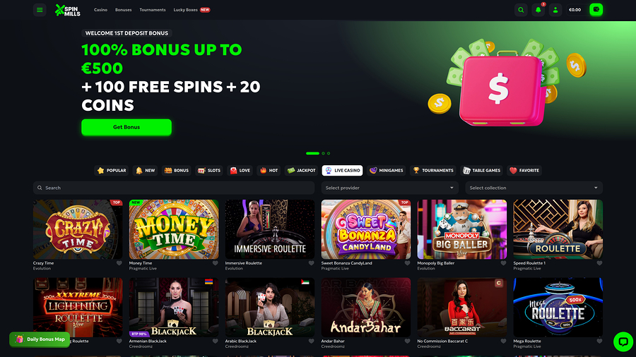 Spinmills Casino Desktop Live Dealer