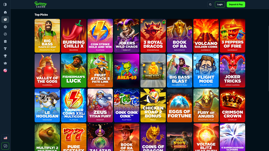 Spinny Casino Desktop Games