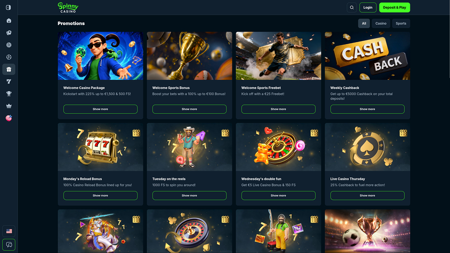 Spinny Casino Desktop Promotions