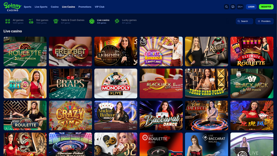 Crupier en vivo de Spinny Casino