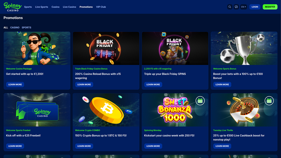 Promociones de Spinny Casino