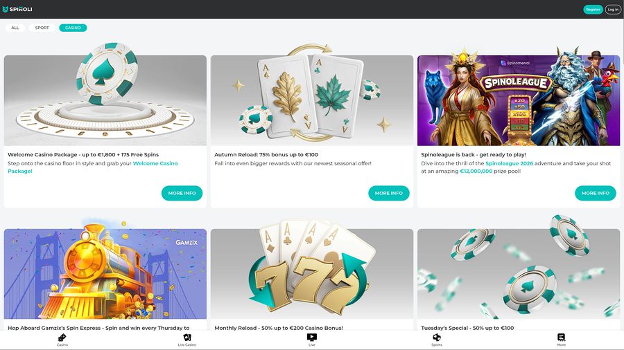 Spinoli Casino Desktop Promotions