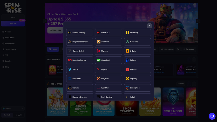 Desarrolladores de juegos de escritorio para Spinrise Casino