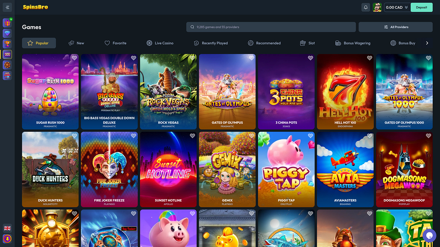 Spinsbro Casino Desktop Games