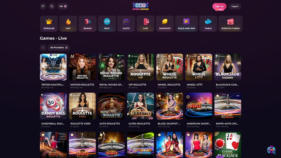 Spins House Casino Live Dealer