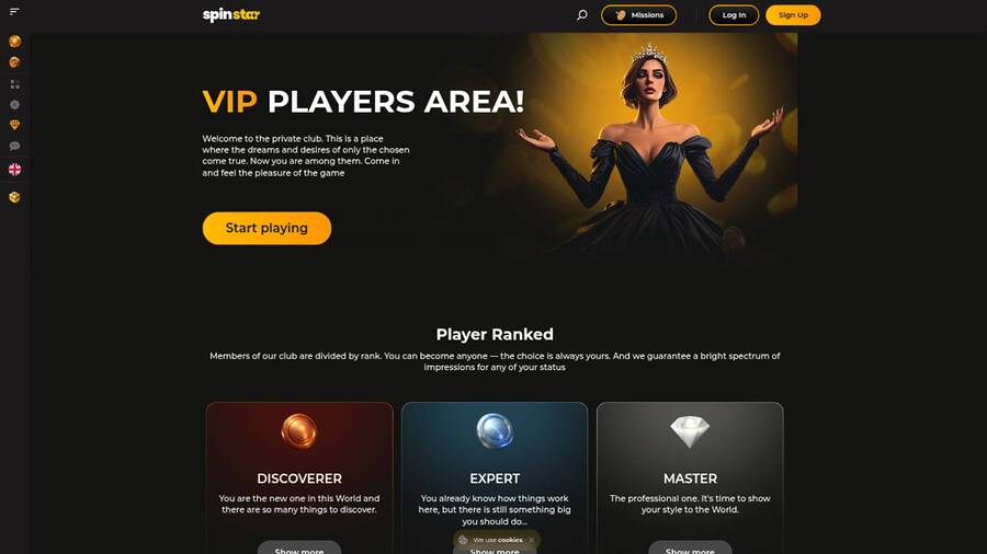 VIP page screenshot of Spinstar Casino