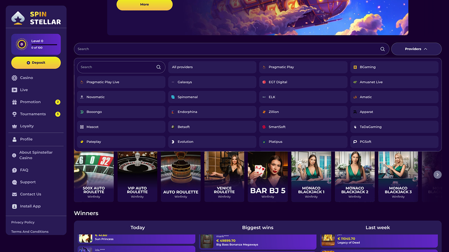 Spinstellar Casino Desktop Game Developers