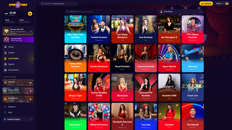 SpinTime Desktop Live Dealer