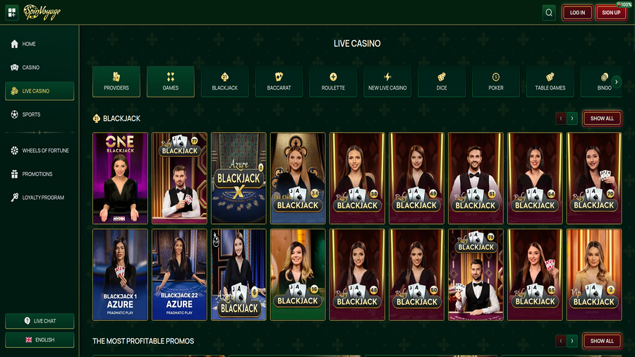 Live Dealers screenshot of SpinVoyage Casino for Desktop