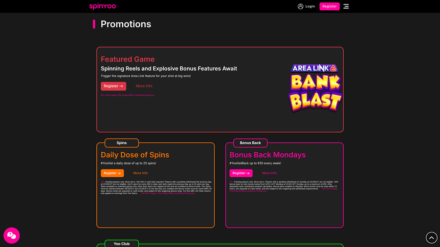 Spinyoo Casino Desktop Promotions