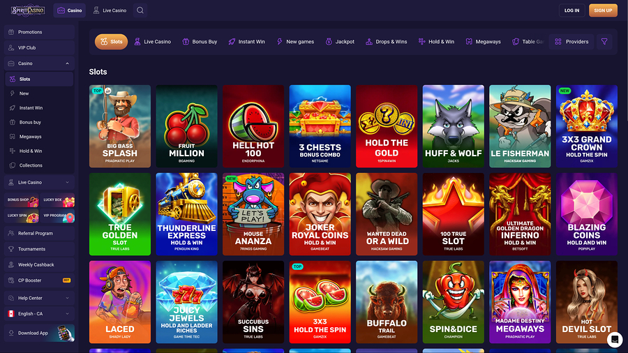 Juegos de escritorio de Spirit Casino