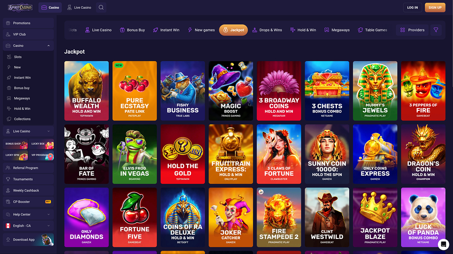 Jackpot de escritorio de Spirit Casino