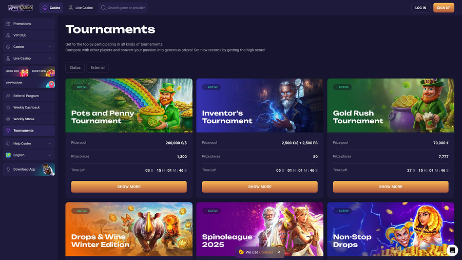 Spirit Casino Desktop Tournaments