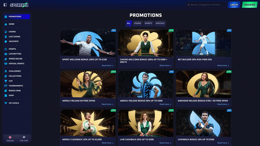 Sportaza Casino Desktop Promotions