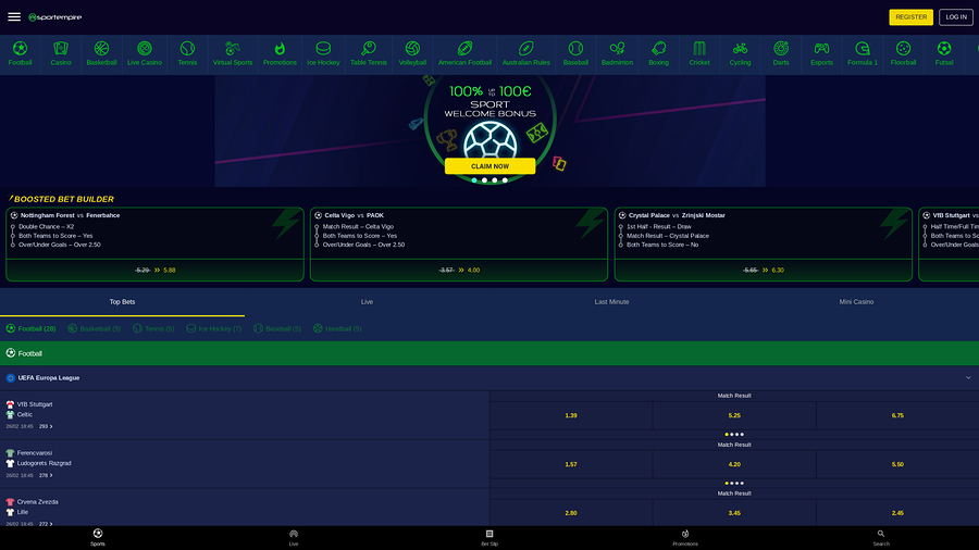 SportEmpire Casino Desktop Homepage