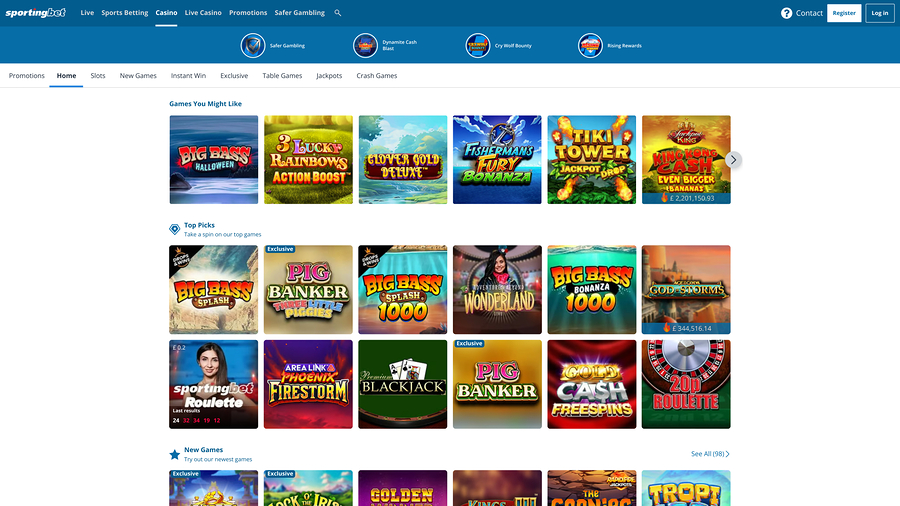 Sportingbet Casino Desktop Homepage