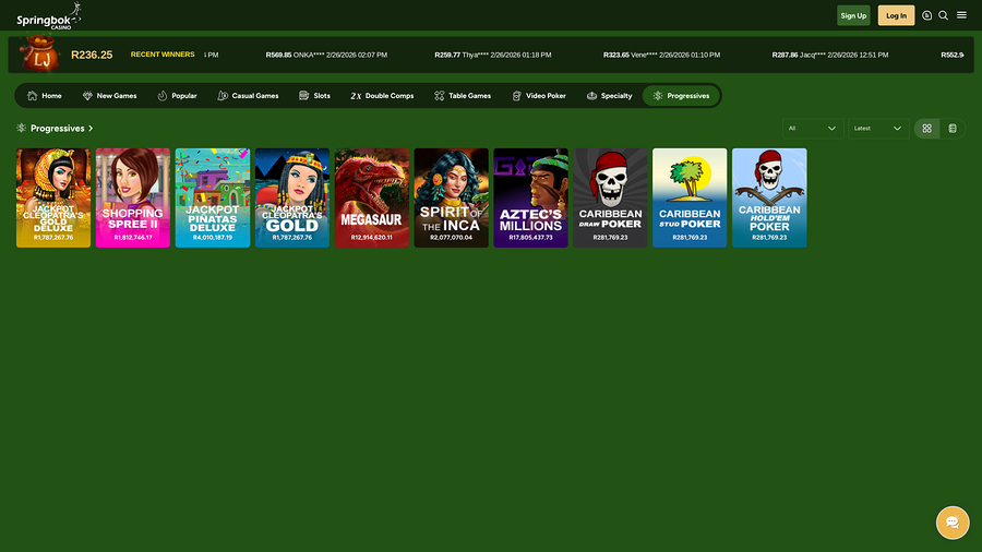 Springbok Casino Desktop Jackpot