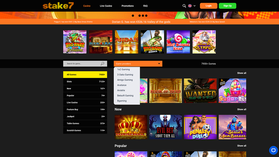 Desarrolladores de juegos de escritorio de Stake7 Casino