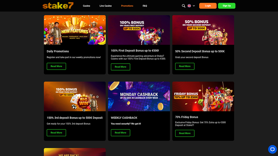 Promociones de escritorio de Stake7 Casino