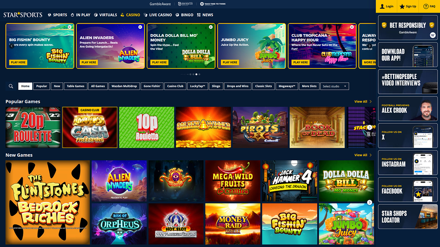 StarSports Casino Homepage Desktop 