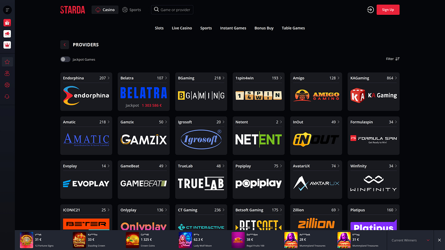 Desarrolladores de juegos de escritorio de Starda Casino
