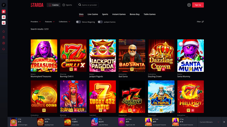 Juegos de escritorio de Starda Casino