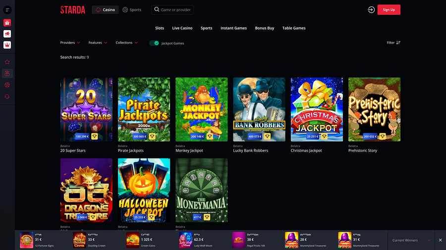 Jackpot de escritorio de Starda Casino